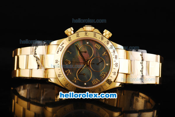 Rolex Daytona Automatic Movement Full Gold with MOP Dial and Gold Roman Markers - Click Image to Close